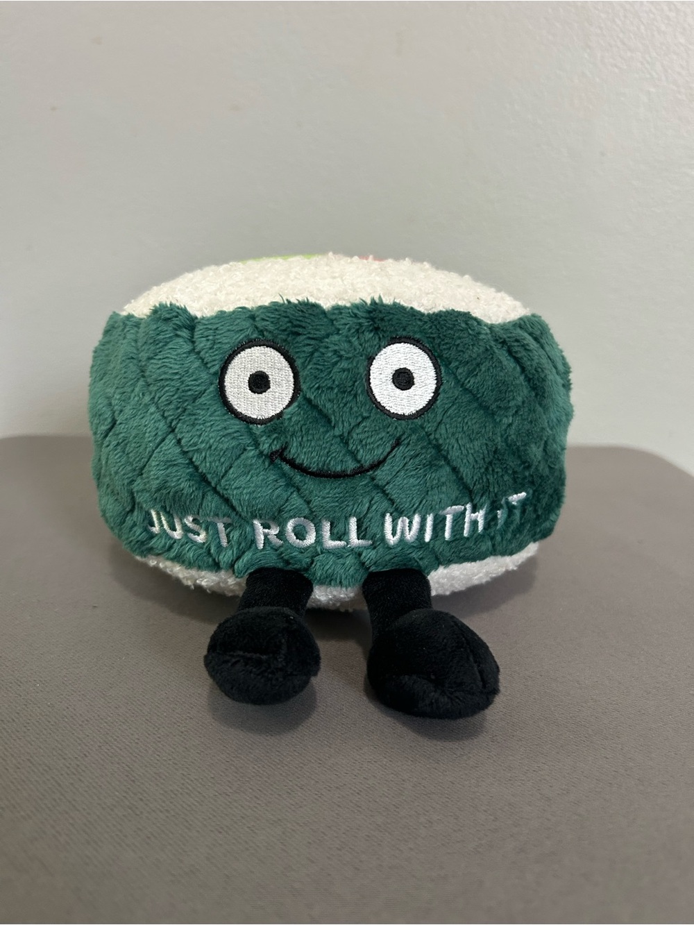 Plush Sushi Roll Beanbag Toy - 'Just Roll With It' 6” x 4”